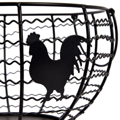 Juvale Egg Holder Countertop Wire Basket - 8.2 x 8.2 x 4.9 in, Black Iron Farmhouse Style - Egg Basket Countertop Organizer for Kitchen Decor & Accessories