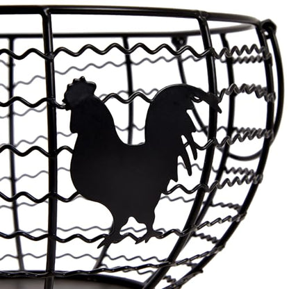 Juvale Egg Holder Countertop Wire Basket - 8.2 x 8.2 x 4.9 in, Black Iron Farmhouse Style - Egg Basket Countertop Organizer for Kitchen Decor & Accessories