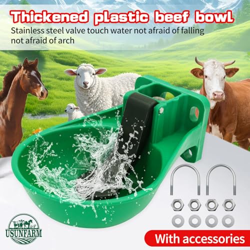 1pcs Automatic Livestock Waterer Bowl Water Trough Outdoor Cow Plastic Sink Horse Sheep Cattle Drinking Bowl Pet Feeding Bowls（Green） ﻿