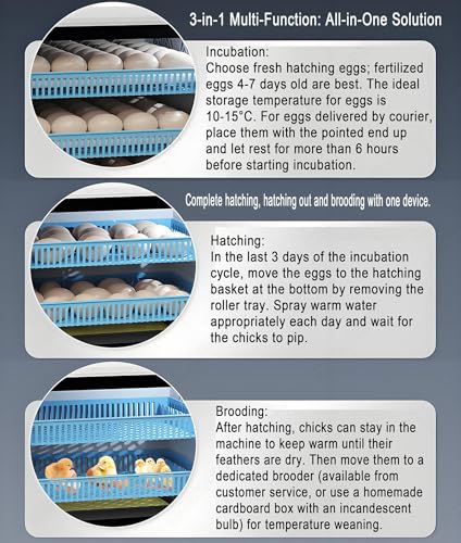 Chicken Incubators for Hatching Eggs,Automatic Humidity Incubator with Auto Egg Turner,Automatic Water Refill,Adjustable Spacing Egg Tray,3-in-1 Function:Incubation,Hatching,Brooding 2Layers - size: 2Layers