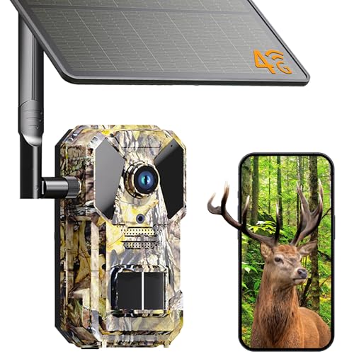 2025 Upgraded Game Camera with Built-in ESIM Card,Solar Powered Trail Cam with Night Vision Motion Activated Waterproof, 2K HD Live Feed Trailcam, Wildlife Camera, Deer Camera - color: A30