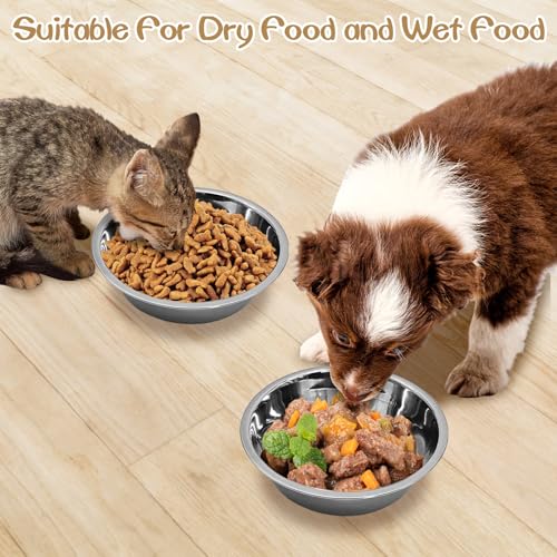 kathson 6 PCS Small Stainless Steel Dog Bowls, Replacement Metal Puppy Food Water Bowl Set Suit for Indoor Outdoor, Pet Feeding Dish for Small Animals Kitten, Dishwasher Safe (4.3 in) - size: 4.3 in dia.