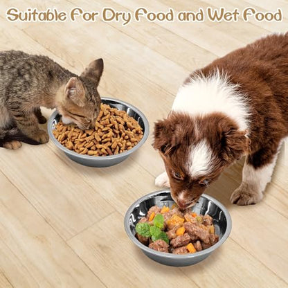 kathson 6 PCS Small Stainless Steel Dog Bowls, Replacement Metal Puppy Food Water Bowl Set Suit for Indoor Outdoor, Pet Feeding Dish for Small Animals Kitten, Dishwasher Safe (5.5 in) - size: 5.5 in dia.