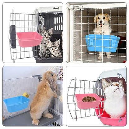 6 Pack Feeder (Blue, Pink), Hanging Feeder,Food and Water Container, Bath Water Bowl Universal for Birds Hamsters Mice Rats Rabbit Guinea Pig Small Pets (S) (S) - size: S