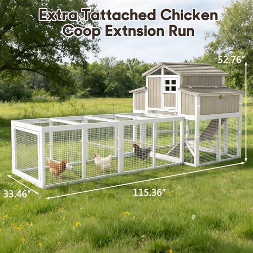 Large Wooden Chicken Coop for 2-6 Chickens, Outdoor Chicken House with 4 Nest Boxes, Hen House Poultry House Pet Hutch Chicken Cage with Waterproof Asphalt Roof, Ramp, Roosting Bars - color: Grey