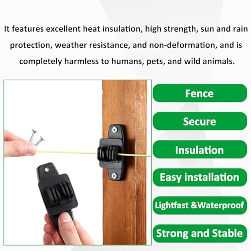 CNQLIS 100 Pcs Electric Fence Insulators for Wooden Post, Black Fence Wood Post Claw Insulators Accessories for Hi-tensile, Heavy Duty Fencing Wire Polywire