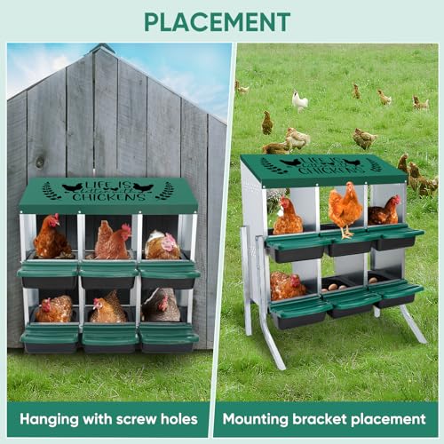 Tgeyd Nesting Boxes - 6 Holes for Laying Eggs - Chicken Brooder Box with Perch - Coops for Up to 24 Chickens - size: 36.6"L x 15.2"W x 8.7"H
