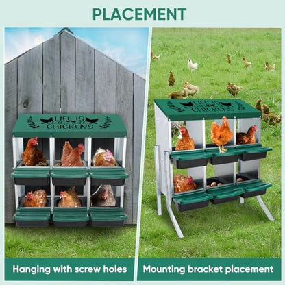 Tgeyd Nesting Boxes - 6 Holes for Laying Eggs - Chicken Brooder Box with Perch - Coops for Up to 24 Chickens - size: 36.6"L x 15.2"W x 8.7"H