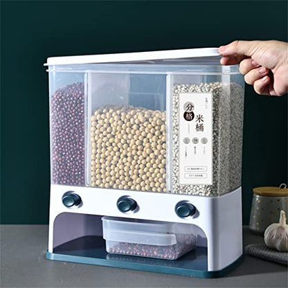 Kitchen container barrel grain sealed tank household storage pet dog food box(Blue) - color: Blue