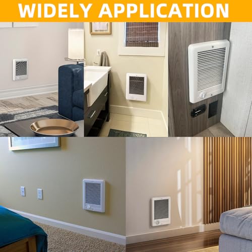 Electric Wall Heater Complete Unit with Thermostat,Replace Model CSC151TW,Part 67509,5120 BTU,1500 Watt,120V In Wall Heater Electric Hard-Wired Heater,Recess Efficient Centrifugal fan Fit Small Rooms