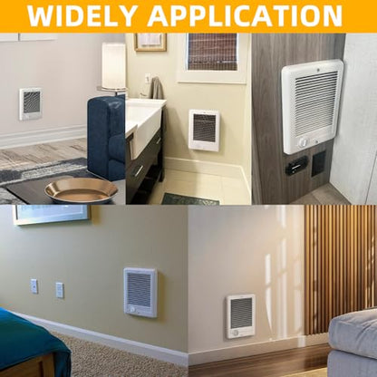 Electric Wall Heater Complete Unit with Thermostat,Replace Model CSC151TW,Part 67509,5120 BTU,1500 Watt,120V In Wall Heater Electric Hard-Wired Heater,Recess Efficient Centrifugal fan Fit Small Rooms