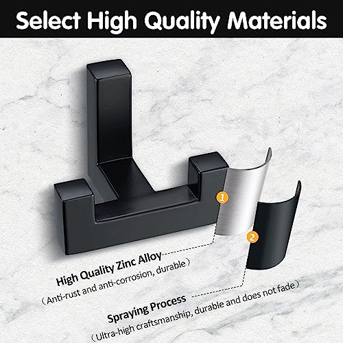 5 Pack Heavy Duty Double Claw Coat Hook Wall Mount with Screw Retro Double Coat Hook Utility Hook for Coats, Scarves, Bags, Towels, Keys, Hats, Mugs, Hats (Black) - color: Black