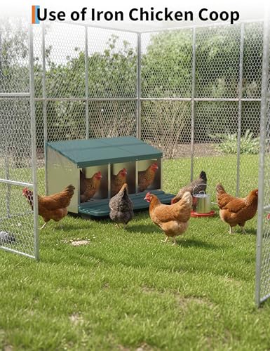 3 Hole Roll Away Chicken Nesting Box - Chickens Laying Box with Removable Tray, Easy Egg Collection & Cleaning, Metal Nesting Boxes for Backyard, Farm, Poultry Coop - color: green, size: 3 Compartment