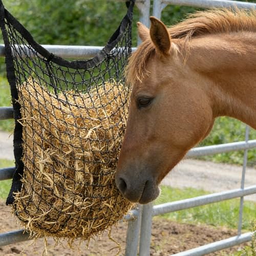 2 Pcs Slow Feed hay nets for Horses Large Capacity Hanging hay Bags 31 x 28 Inch Horse hay Feeder Suitable for All Day Feeding of Horses Goats Sheep Donkey and Trailer,Black