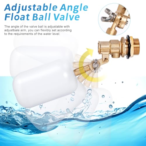 Float Valve 3/4 inch, Brass Water Float Valve with Adjustable Arm, Float Ball Valve Automatic Fill and Water Level Control for Water Trough,Fountains,Water Tank,Ponds,Pool,Aquariums - color: 3/4 in
