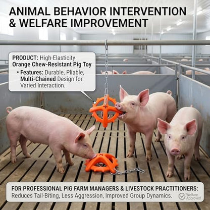 Hanging Piglet Chew Toy, Scented Durable Pig Bite Toy with Adjustable Chain, Hanging Pig Enrichment for Farm Pigs to Prevent Biting and Boredom