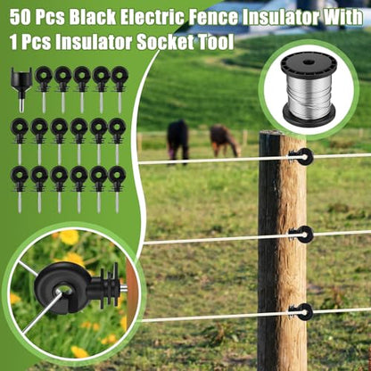 MorningRo 8 Mile Electric Fence 12000V 1.5Joule Electric Fence Charger Kit with Copper Ground Rod Insulator Socket Tool Aluminum Wire for Containing Dog Livestock