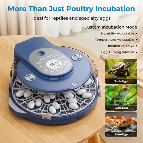 15 Egg Incubator for Hatching Eggs, 5 Preset Incubation Modes + 1 Custom Mode with Adjustable Temperature & Humidity Control, Automatic Egg Turning for Duck, Chicken, Goose, Pigeon & Quail