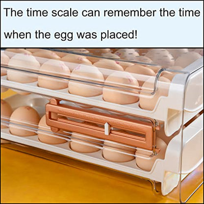 Sooyee 40 Capacity Egg Container for Refrigerator, Household Egg Holder for Fridge, Transparent 2 Drawers Chicken Egg Storage Container,White - size: 40 Capacity