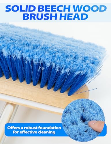 BLUEWING 4ft/6ft/8ft Heavy Duty Deck Brush with Carbon Fiber Long Handle and Soft/Medium/Hard Bristle Scrubbing Washing Outdoor Boat Cleaning Brushing Tools - color: Blue - Soft, size: 6ft