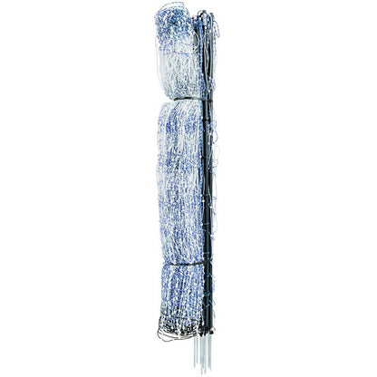 Premier 1 PoultryNet® 48"H x 100'L Portable Electric Double Spike Fence | Rigid PrimaPosts™ for Extra Strength | Blue/White Fence for Chickens, Ducks, Geese - color: Double Spike, Blue/White
