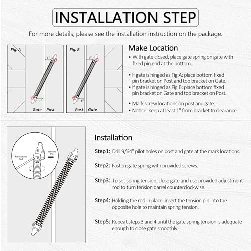 14" Gate Spring Self Closing, Heavy Duty Black Door Closer Spring, Adjustable Tensioner Automatic Outdoor Gate Closure, Gate Spring Hardware for Wooden and Vinyl Fence, 1 Pack - size: 14 Inch