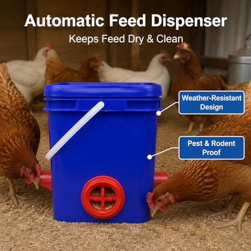 Automatic Feeder Chicken Feed Storage Bird Feeding System Unit Suitable for Farmyard Household Flock Management, Automatic Poultry Feeder with