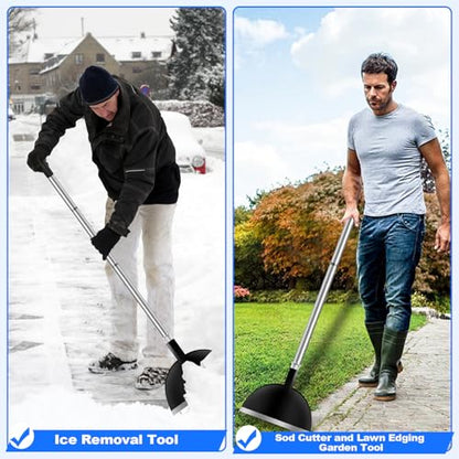 Snow Shovel, Ice Scraper, Floor Scraper Removal Tool, Flat Shovel Concrete Tools Long Handle for Driveway Sideway Walkway Road Garden Lawn Cleaning Heavy Duty - 12 INCH Wide Huge Size
