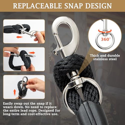 Premium Horse Lead Rope (2 Pack) – 10 ft Soft Braided Lead Rope for Horses with Snap Halter Attachment, Replaceable Snap, Soft & Secure Grip, Daily Horse Tack & Supplies