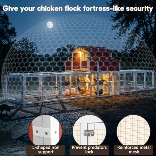 Extra Large Wooden Chicken Coop with Dual Runs for 6–10 Chickens, 2-Tier Elevated Hen House with Nesting Boxes, Expandable Connected Runs, Reinforced Frame, Slide-Out Tray, Red - color: Red