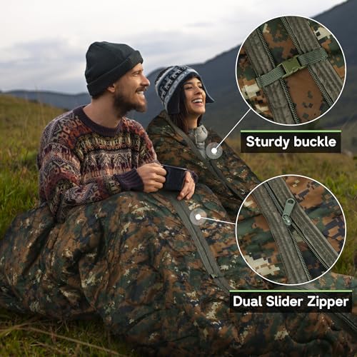 Mirzoyan Woobie Blanket, Military Poncho Liner Camo Insulated Camping Woobie Blanket for Outdoor Hiking (Woodland Digital with Zipper) - color: Woodland Digital With Zipper)