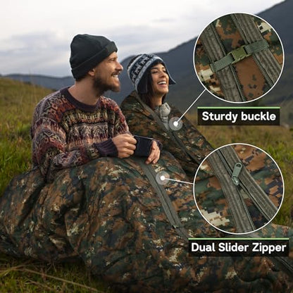 Mirzoyan Woobie Blanket, Military Poncho Liner Camo Insulated Camping Woobie Blanket for Outdoor Hiking (Woodland Digital with Zipper) - color: Woodland Digital With Zipper)