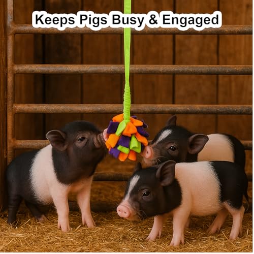 Snuffle Ball with Handle for Pigs– Pig Enrichment Toys for Mini Pigs, Potbellied Pigs & Farm Use – Interactive Foraging & Rooting Toy, Slow Feeding Pig Toys Accessories