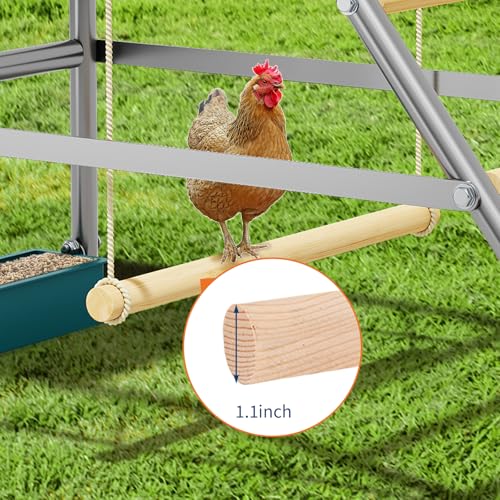 Chicken Perch for Coop with Swing, Wooden Ladder, Roosting Bars for Chicken in Coop for Farm Poultry Backyard, Easy Assemble & Clean - size: 37.4"L x 18.9"W x 28"H