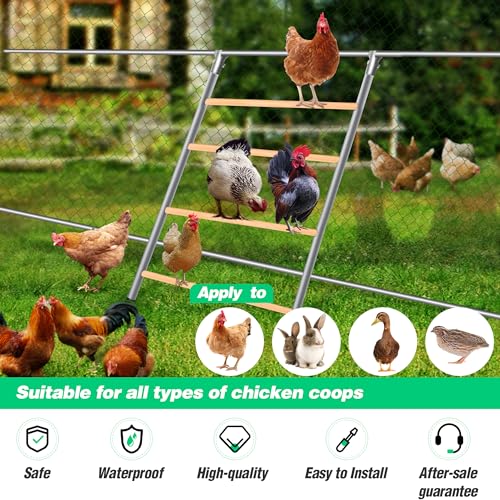 Chicken Perch for Coop, Sturdy Chicken Roosting Ladder, Easy Assembly, 32mm Diameter Galvanized Pipe and Wooden Material, Chicken Roost Essentials for Backyard Poultry (42.5" W x 55" H)