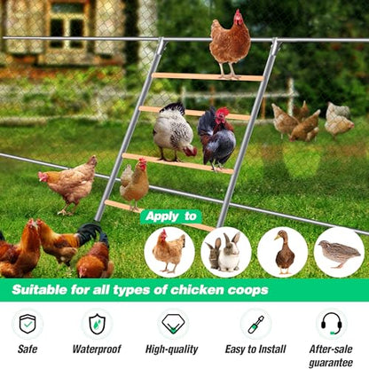 Chicken Perch for Coop, Sturdy Chicken Roosting Ladder, Easy Assembly, 32mm Diameter Galvanized Pipe and Wooden Material, Chicken Roost Essentials for Backyard Poultry (42.5" W x 55" H)