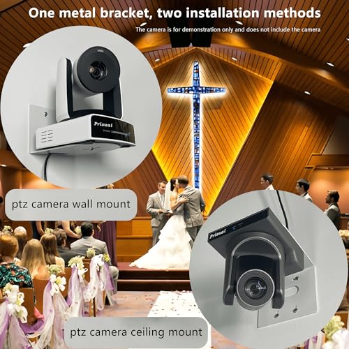 Prisual PTZ Camera Wall Mount Bracket - Heavy-Duty Solid Metal Universal Mount for All PTZ Cameras, Includes Mounting Screws, Adjustable Compact Space-Saving Design (White) - color: White
