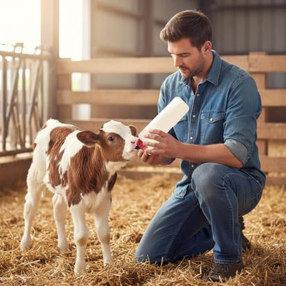 Calf Bottle with Detachable Nipple 2.5L Plastic Nursing Bottle with Regulating Valve and Handle Farm Equipment