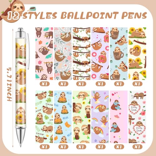24 Pcs Sloth Sticky Notes with Pens Sloth Themed Gifts Women Party Favors Cute Notepad Memo Notes Pads Black Ink Ballpoint Pen for Animal Lover Christmas Gifts Office School Students Teacher Supplies - style: Sloth