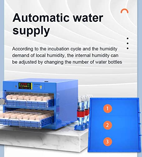 Eggs Incubator for Hatching Eggs, Automatic Egg Turning and Humidity Control, Automatic Water Adding, Egg Candler, Poultry Egg Incubators for Chicken Duck Goose Pigeon Quail (Blue, 192 Eggs) - size: 192 eggs