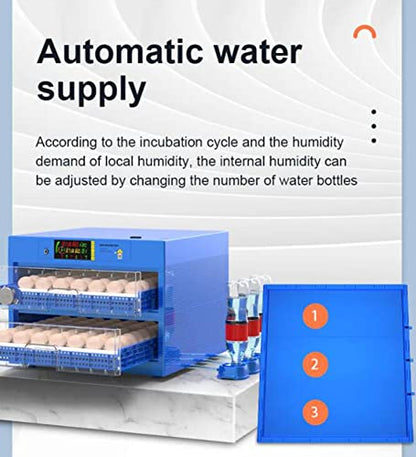 Eggs Incubator for Hatching Eggs, Automatic Egg Turning and Humidity Control, Automatic Water Adding, Egg Candler, Poultry Egg Incubators for Chicken Duck Goose Pigeon Quail (Blue, 192 Eggs) - size: 192 eggs