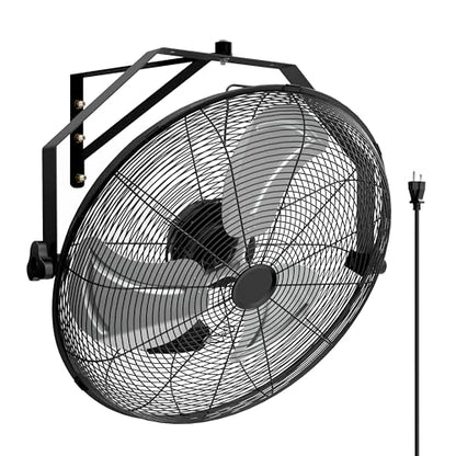 Simple Deluxe 20 Inch High Velocity Wall Mount Fan with Rack and L-Iron, 3 Speed Industrial/Commercial Metal Ventilation Fan, Black - size: 20 Inch with L-Iron, style: 1 Pack