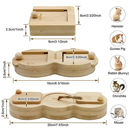ZALALOVA 3 Pcs Guinea Pig Toys Hamster Enrichment Foraging Toys, Bamboo Interactive Hide Treats for Small Animals Pet Foraging Game Educational Toys for Rabbit Chinchilla Bunny