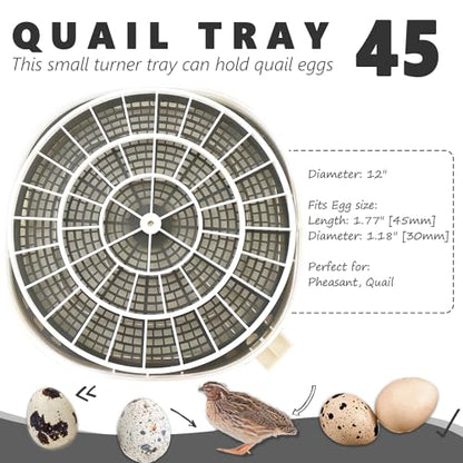 Egg Turner Tray Replacement fit for Nurture | sturdy plastic, fit for small quail eggs, 45 holders, perfect replacement, egg hatching tray