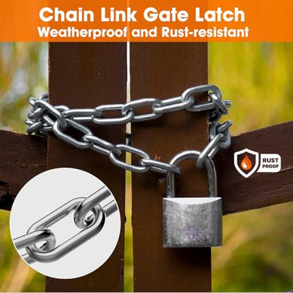Gate Chain Lock, 23.6 Inch 304 Stainless Steel Chain Fence Gate Latch with Carabiner, Outdoor Hardware Lock Chain for Yards, Pet Cages, Horse Goat Dog Stall Barn and Fence Gates (Silver Dia 5mm-2Pcs) - color: Silver Dia 5mm-2Pcs
