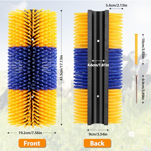 2PCS Livestock Scratch Brush with 4 Screws - Grooming Brushes for Horse, Goat, Cow, Pig - Cattle Supplies with Back Scratcher