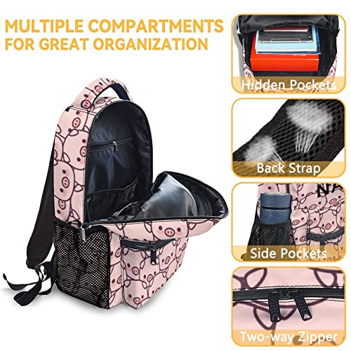 Personalized Pig Backpack Gifts with Text Name, 16 Inch Cute Pig Bookbag Durable, Lightweight, Large Capacity, Funny Animal Backpack for School Girls Kids Women - color: Style-1-1