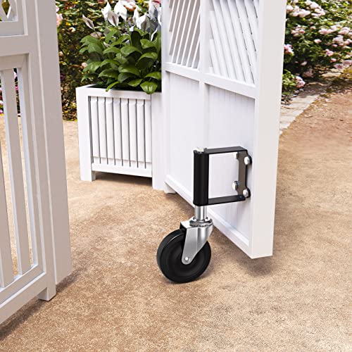 Ronlap Gate Wheels for Wooden Gate, Gate Caster Wheel Spring Loaded for Metal Tube Swing Gate Fence Gate Wheel for Gates Heavy Duty Outdoor Farm Gate Rollers, 220 Lbs, Upgraded 4 Inches, 2 Pack, Black - style: Upgraded 4 Inches Without Brake