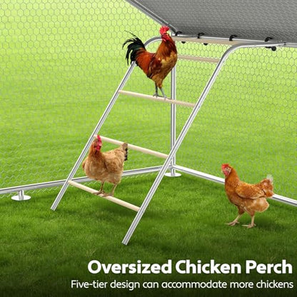 Large Chicken Coop with Roosting Perch, Outdoor Waterproof & UV-Resistant Cover,13.1'W x 19.7' L x 6.4' H Chicken Run for Yard or Farm, Spire Roof - size: 236.0"L x 157.5"W x 78.0"H