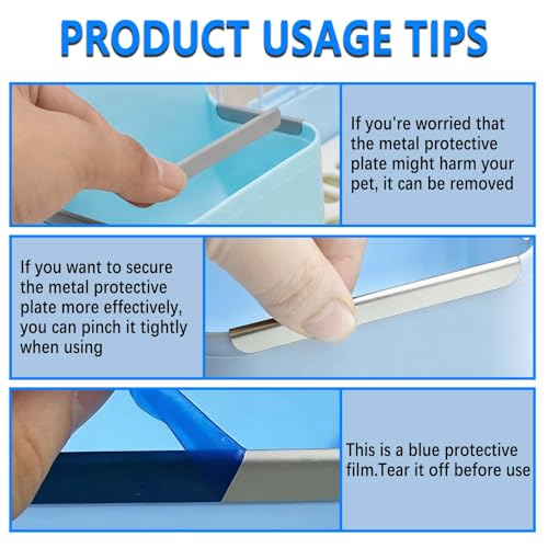kathson Food and Water Bowl Cage Feeder for Rabbits Dish Feeder Removable Hanging Spill Proof Anti Bite for Rabbit, Guinea Pig, Chinchilla, Hamster, Ferret (Blue)